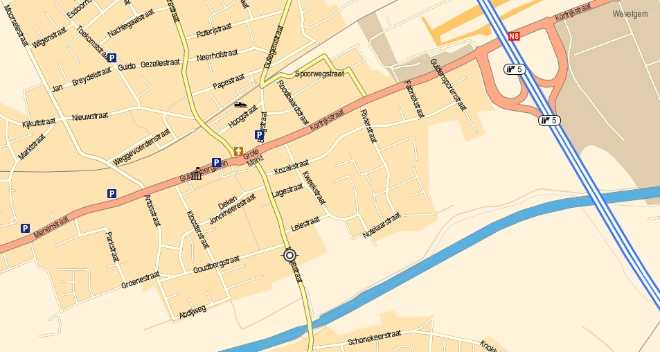 Kaart van de gemeente Wevelgem